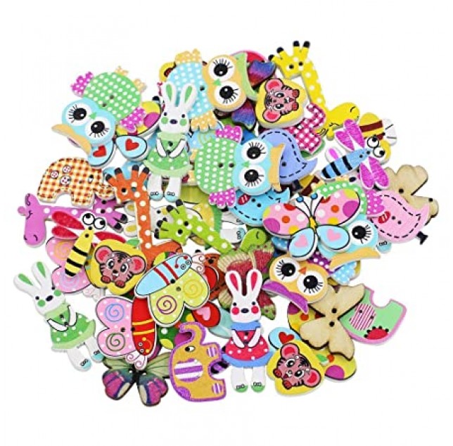 Cartoon Animal 2 Holes Buttons-50 Pcs