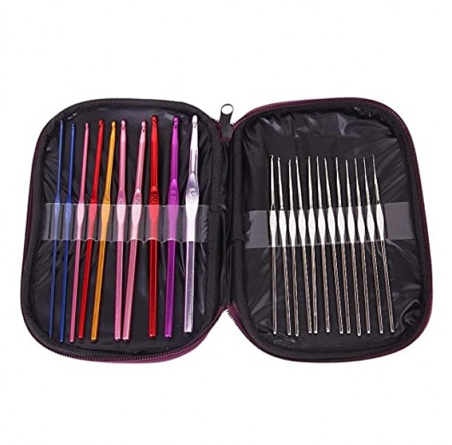 Multicolor Aluminium Crochet Knitting Needles-22 Pcs