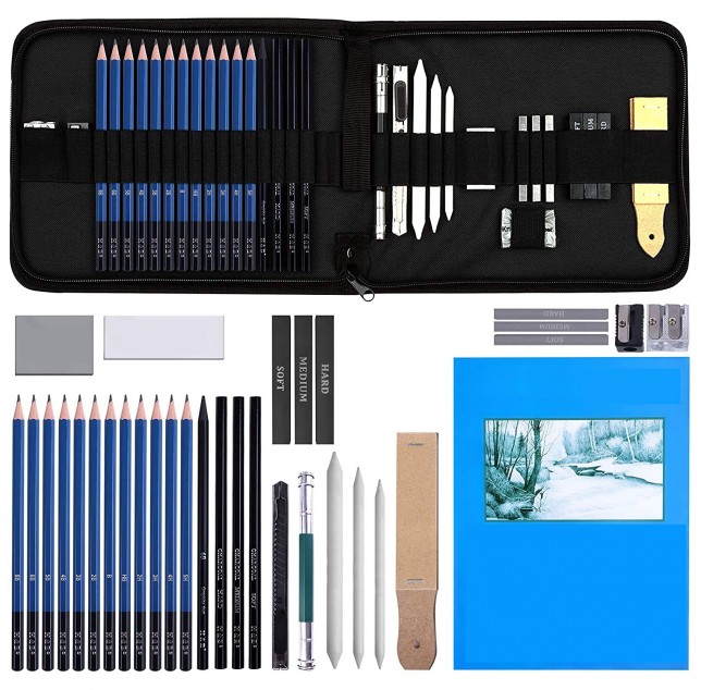 Professional Drawing Pencils and Sketch Kit-35 Pcs