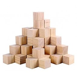 Wooden Block Cubes for Crafts-24 Pcs