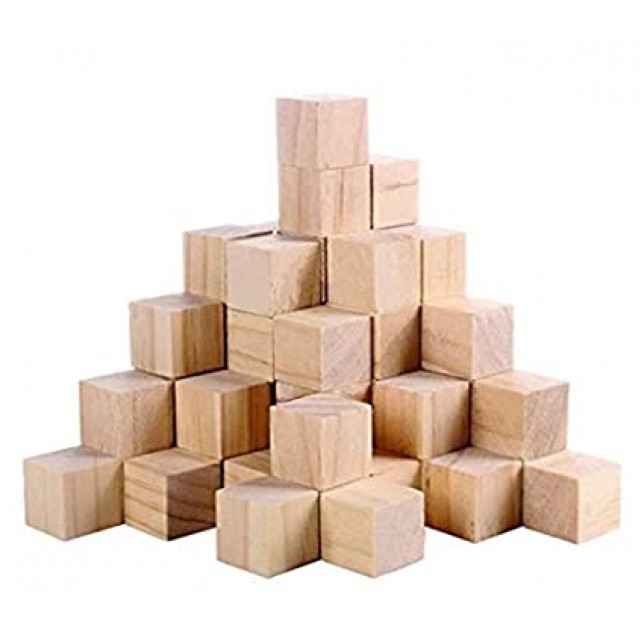 Wooden Block Cubes for Crafts-24 Pcs